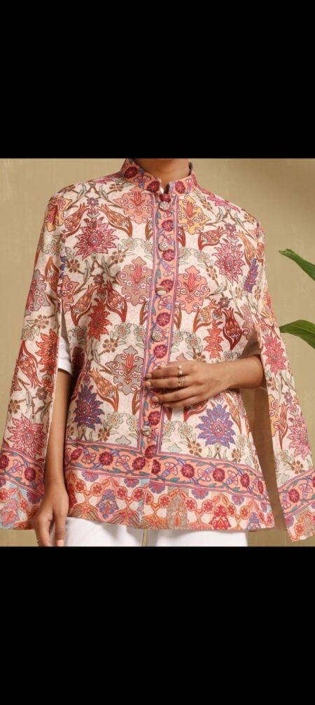 Cashmere Kalamkari Cab Coat