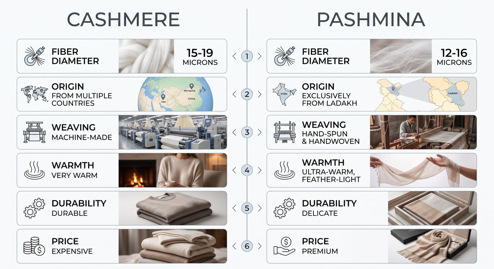 Cashmere vs pashmina – comprehensive comparison infographic – Sonzal the Rainbow
